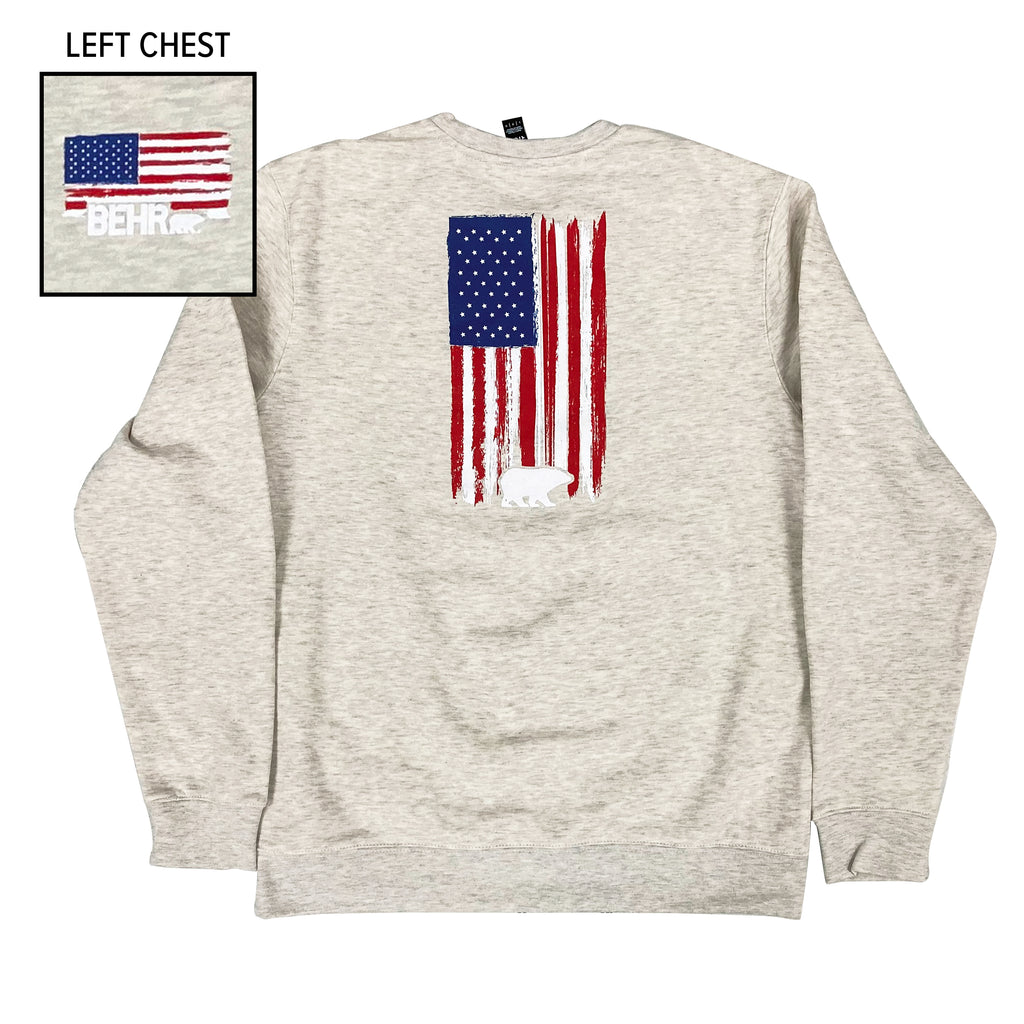 Sweatshirt Unisex Crew Neck Patriotic Oatmeal Heather