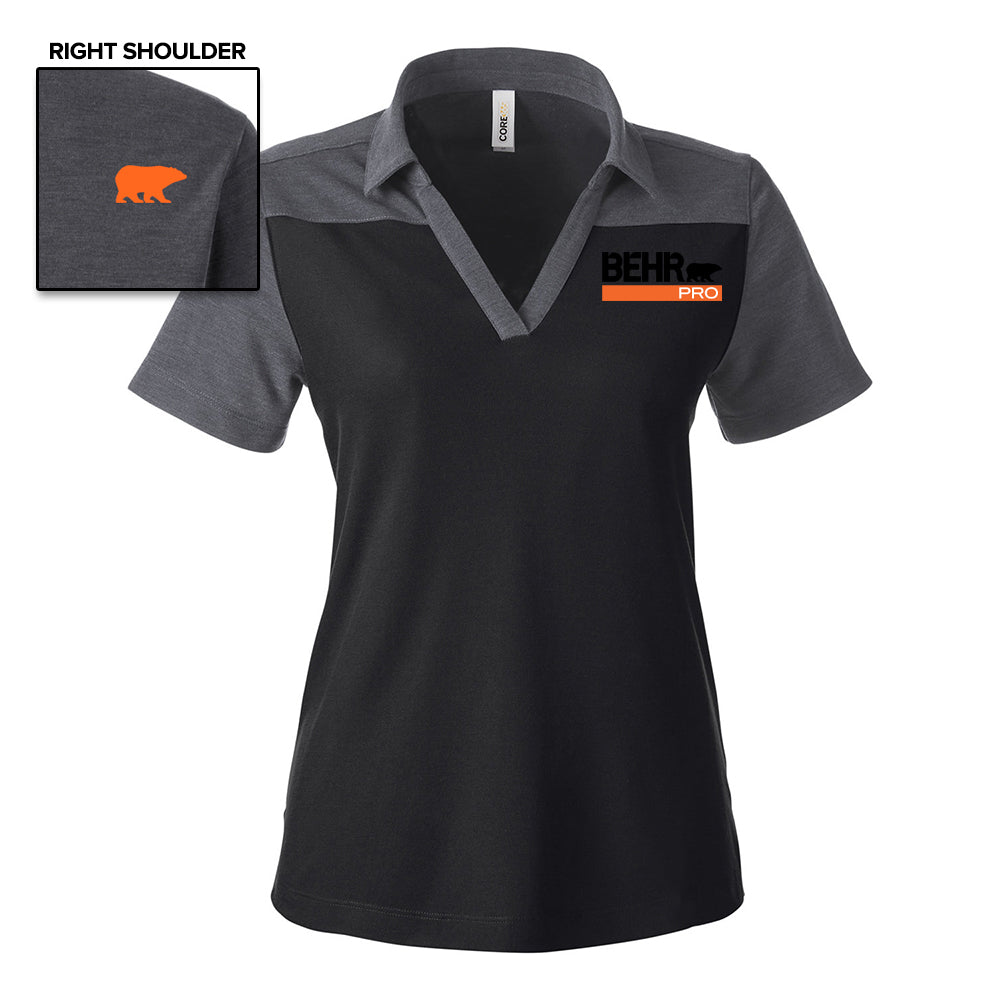 Work Wear Pro Ladies Polo Black/Carbon Heather