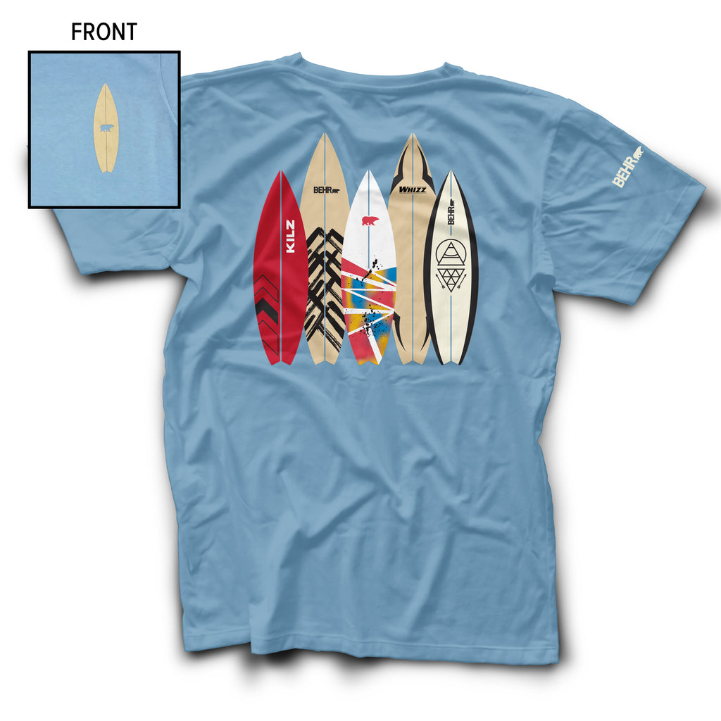 T-Shirt Mens Surfboard Light Blue