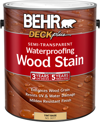 BEHR® DECKplus™ Semi-Transparent Waterproofing Wood Stain - TINT BASE NO. 3077