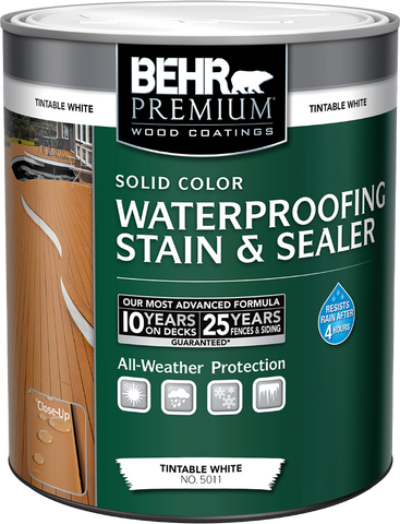 BEHR PREMIUM® Solid Color Waterproofing Stain & Sealer - TINTABLE