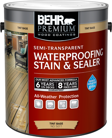 BEHR PREMIUM® Semi-Transparent Waterproofing Stain & Sealer - TINT BASE NO. 5077