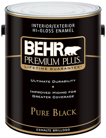 BEHR PREMIUM PLUS® Interior/Exterior Hi-Gloss Enamel- Pure Black