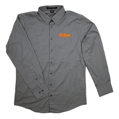 Work Wear Mens Button Up Small Check Graphite