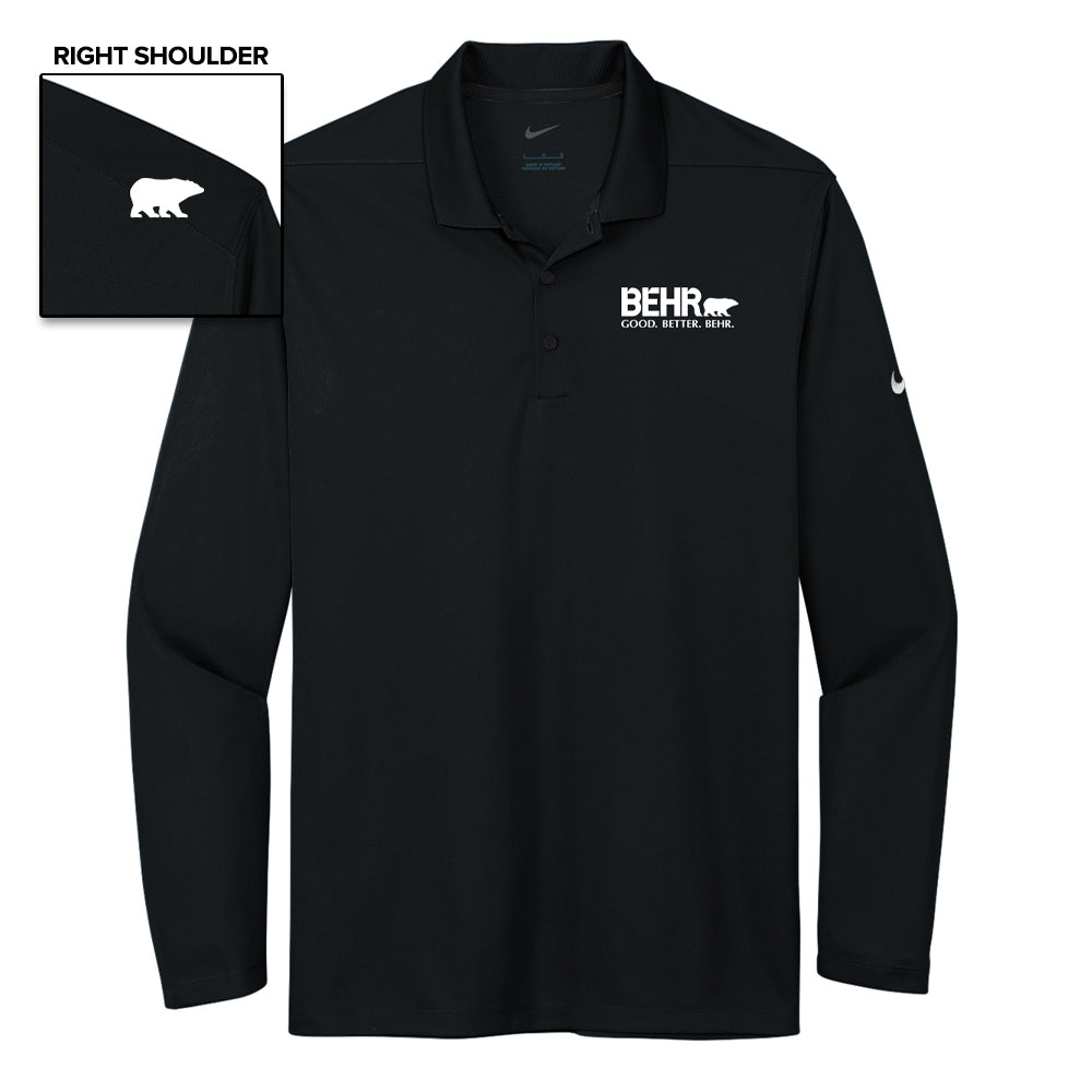 Work Wear Mens LS Nike Polo Black Behr