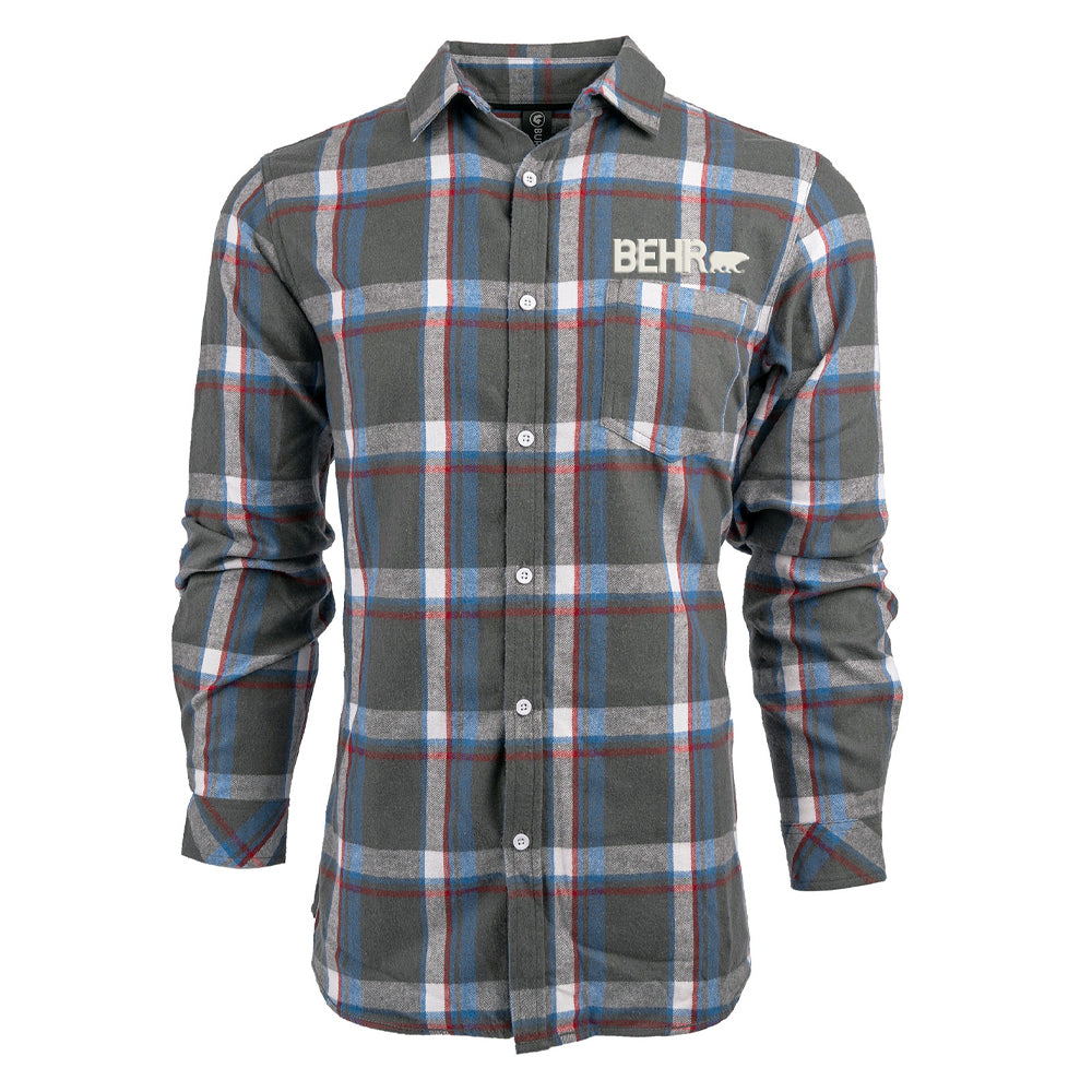 Button Up Shirt Ladies Flannel Steel/White