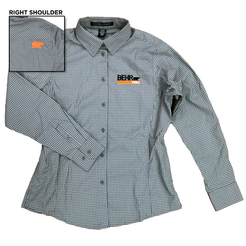 Work Wear Pro Ladies Button Up Small Check Graphite