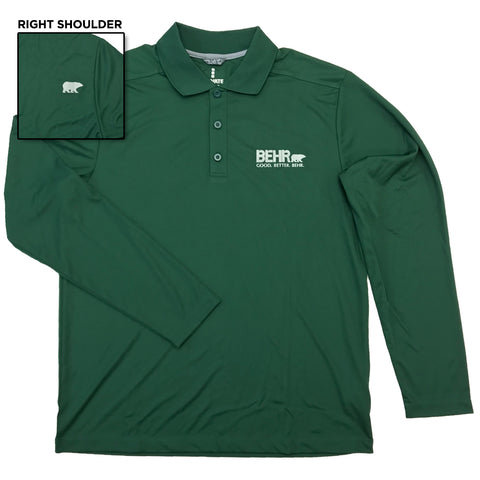 Work Wear Mens LS Polo Forest Green