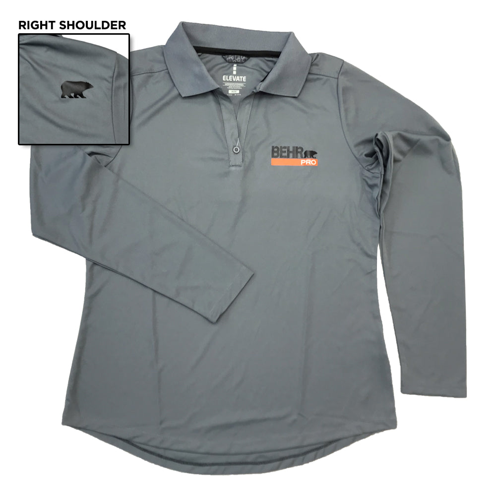 Work Wear Pro Ladies Long Sleeve Polo Steel Gray